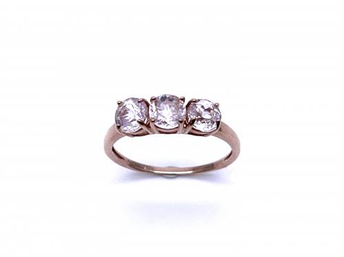 9ct Rose Gold Zircon 3 Stone Ring
