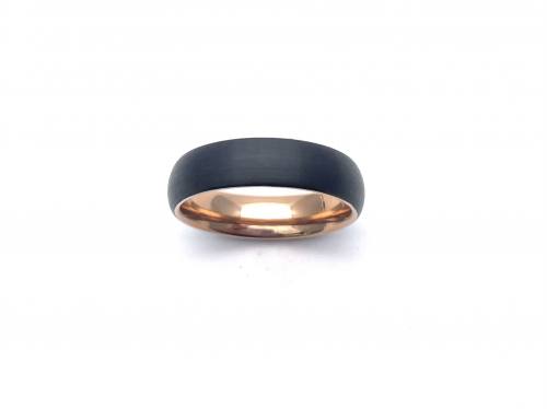 Tungsten Carbide Ring Rose Gold Black IP Plating