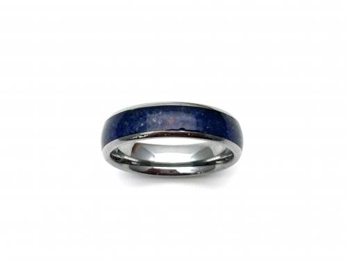 Tungsten Carbide Ring Lapis Lazuli IP Plating 6mm
