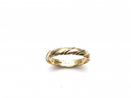 18ct 3 Colour Gold Twist Wedding Band