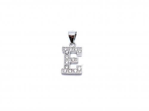 Silver CZ Initial E Pendant