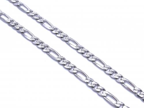 9ct White Gold Figaro Chain 18 inches