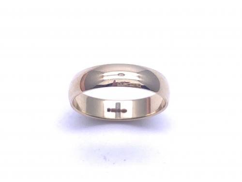 9ct Yellow Gold D Shaped Wedding Ring 5mm