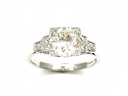 Platinum Art Deco Style Diamond Ring 1.57ct