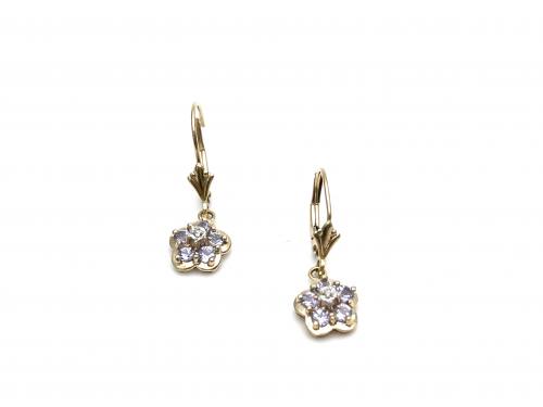 9ct Tanzanite Cluster Drop Earrings
