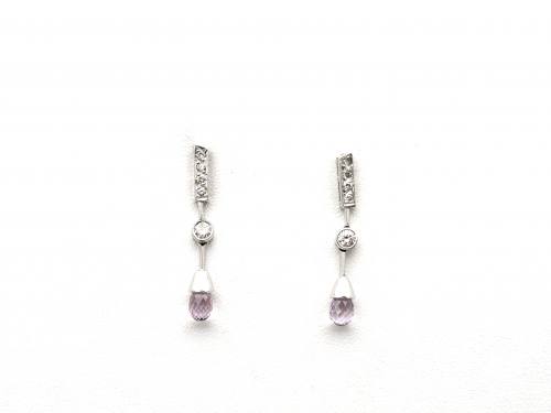 18ct Pink Sapphire & Diamond Earrings