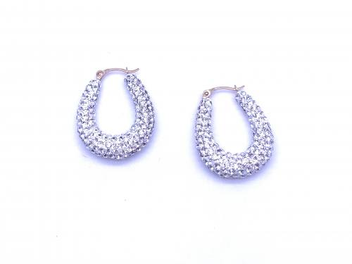 9ct Yellow Gold Crystal Hoop Earrings