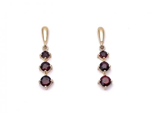 9ct Yellow Gold Garnet Drop Earrings