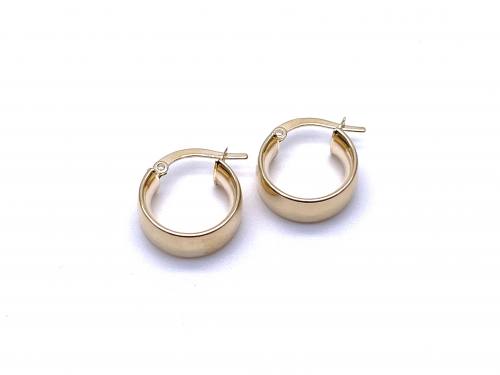 9ct Yellow Gold Wide Hoop Earrings 13mm