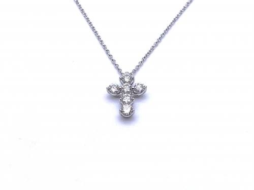 18ct White Gold Diamond Cross & Chain 0.39ct