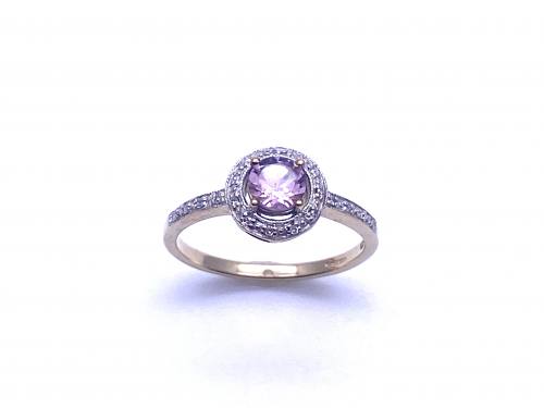 9ct Rhodolite Garnet & Diamond Ring