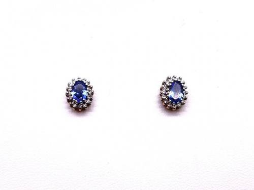 9ct Tanzanite & Diamond Stud Earrings