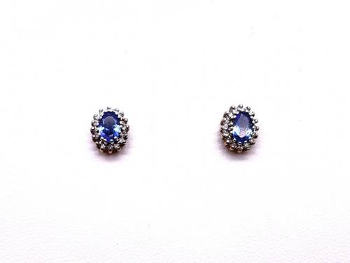 9ct Tanzanite & Diamond Stud Earrings