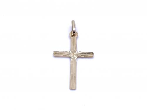 9ct Yellow Gold Patterned Cross Pendant