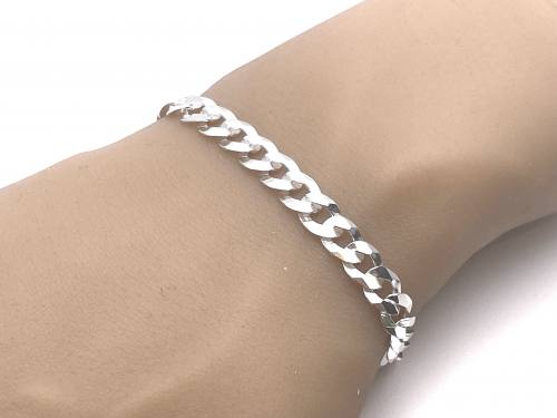 Silver Flat Curb Bracelet 7 Inch