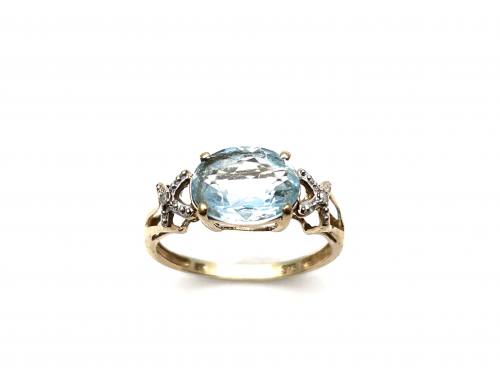 Blue Topaz & Diamond Ring