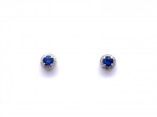 18ct White Gold Sapphire & Diamond Stud Earrings