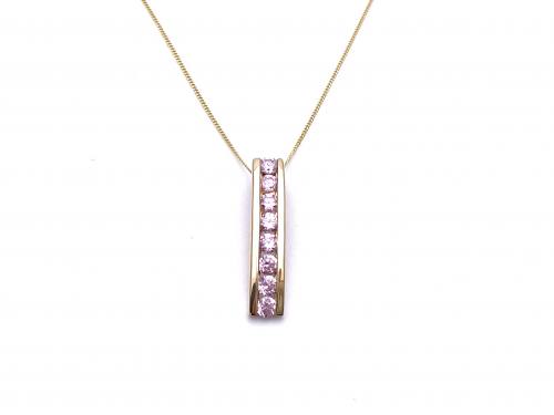 14ct Pink CZ Pendant & Chain