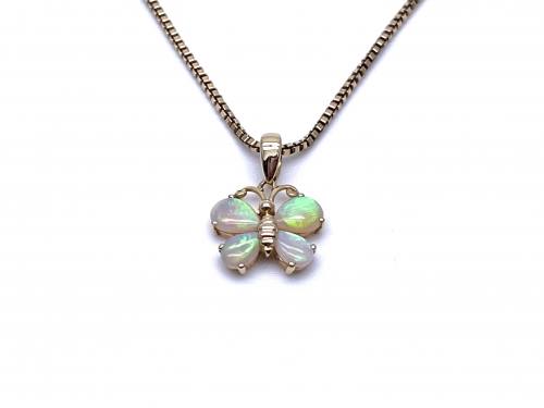 18ct Opal Butterfly Pendant & Chain