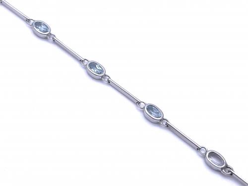 9ct White Gold Blue Topaz Bracelet