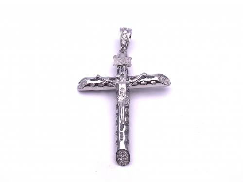 Silver Large CZ Crucifix Pendant