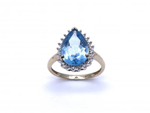 9ct Blue Topaz & Diamond Ring