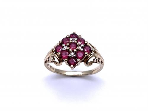9ct Rhodolite Garnet & Diamond Ring
