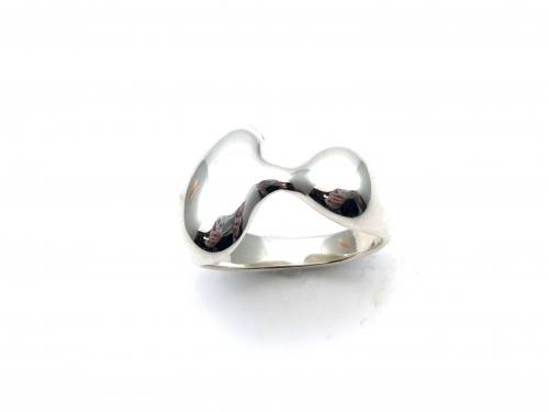 Silver Polished Double Raindrop Ring