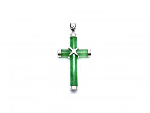 Silver Jade Cross Pendant