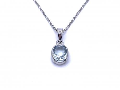 14ct Blue Topaz Pendant & Chain