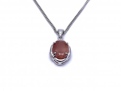 9ct Sunstone Solitaire Pendant & Chain