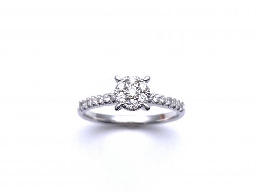 9ct White Gold Diamond Cluster Ring 0.35ct