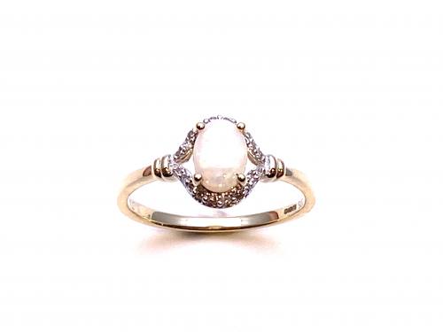 9ct Yellow Gold Opal & Diamond Cluster Ring