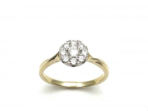 9ct Yellow Gold Diamond Cluster Ring 0.50ct