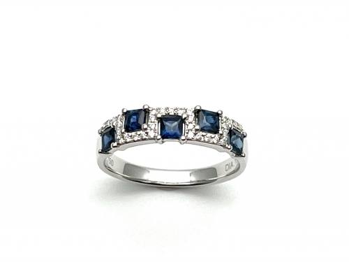 18ct Ceylon Sapphire & Diamond Pave Ring