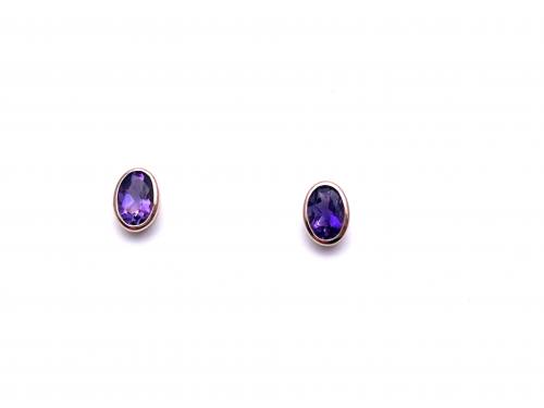 9ct Rose Gold Amethyst Stud Earrings