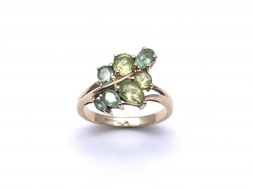 9ct Emerald & Peridot Cluster Ring