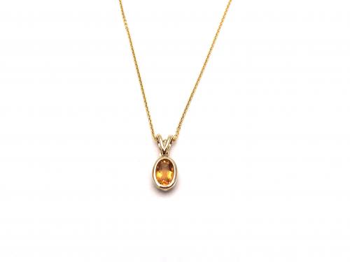 9ct Yellow Gold Citrine Pendant & Chain