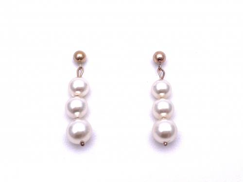 9ct Simulated Pearl Drop Earrings