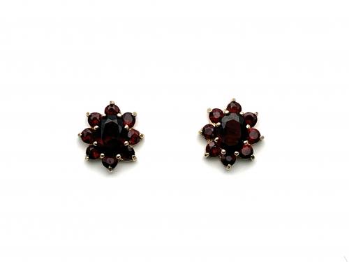 9ct Yellow Gold Garnet Stud Earrings