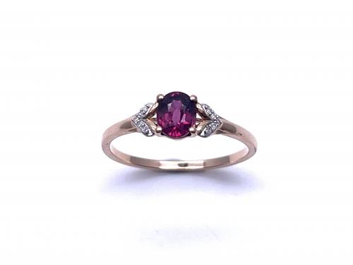 9ct Rhodolite Garnet & Diamond Ring