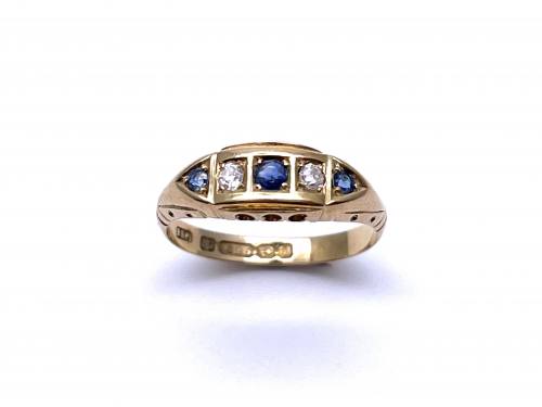 15ct Sapphire & Diamond 5 Stone Ring 1908