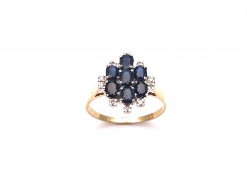 9ct Sapphire & Diamond Cluster Ring