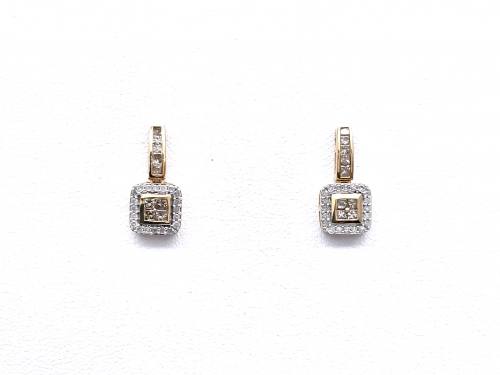 9ct Yellow Gold Diamond Drop Earrings