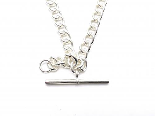 Silver Plated Double Watch Chain with T Bar 16 1/2