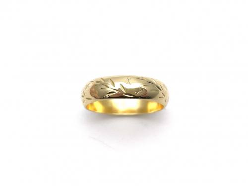 18ct Yellow Gold Patterned Wedding Ring
