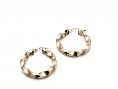 9ct Yellow Gold Twisted Hoop Earrings 30mm