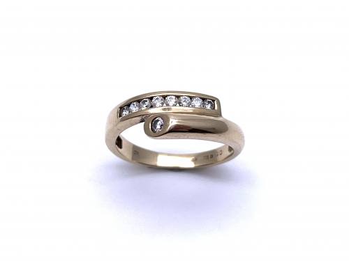 9ct Yellow Gold CZ Crossover Dress Ring