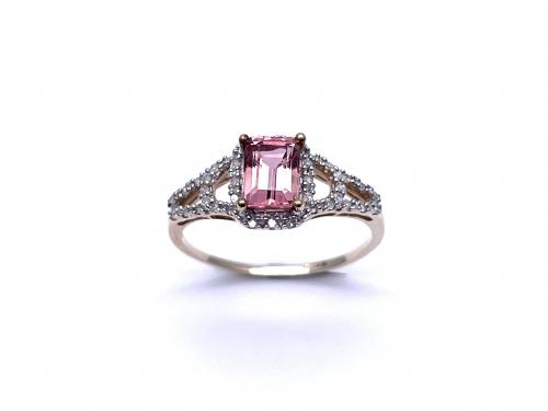 9ct Pink Topaz & Diamond Ring