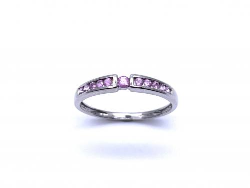 9ct White Gold Pink Topaz Ring